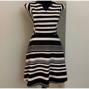 Black and White Stripped Scuba Dress